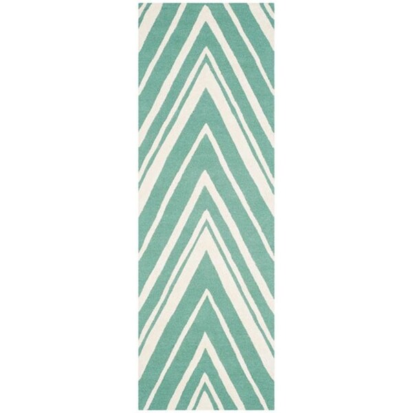 Safavieh 5 x 8 ft. Cambridge Hand Tufted Medium Rectangle Area RugTeal & Ivory - CAM711T-5