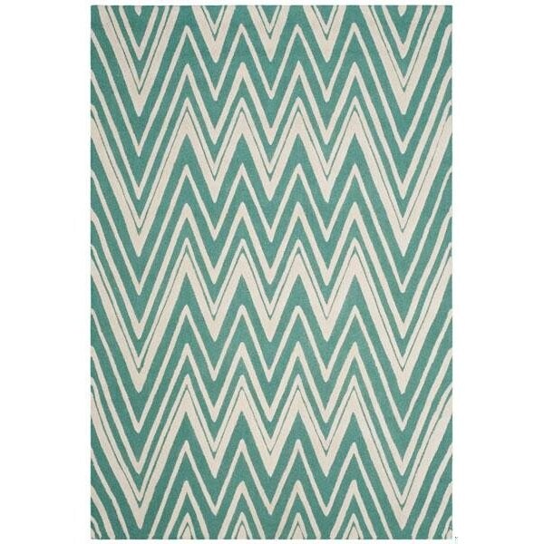 Safavieh 5 x 8 ft. Cambridge Hand Tufted Medium Rectangle Area RugTeal & Ivory - CAM711T-5