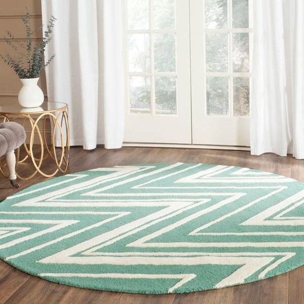 Safavieh 5 x 8 ft. Cambridge Hand Tufted Medium Rectangle Area RugTeal & Ivory - CAM711T-5