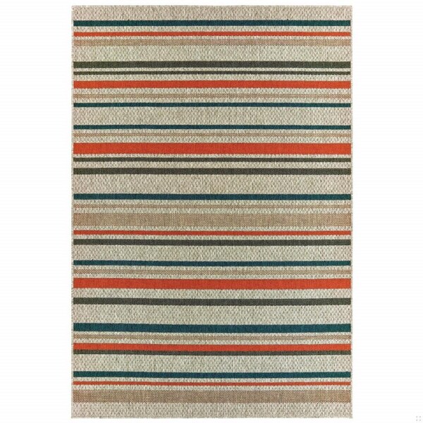 Homeroots 3 x 5 ft. Gray & Blue Geometric Indoor & Outdoor Area Rug - 388354