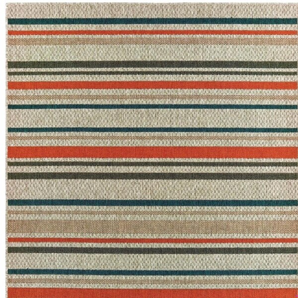 Homeroots 3 x 5 ft. Gray & Blue Geometric Indoor & Outdoor Area Rug - 388354