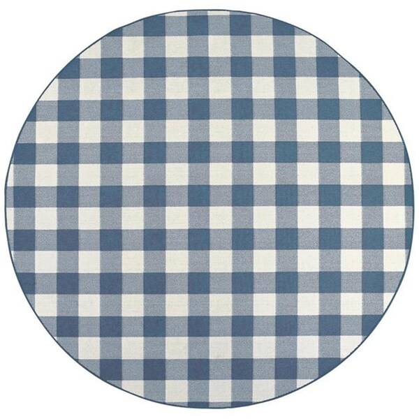 Oriental Weavers 7 ft. 10 in. Meridian 2598V Indoor & Outdoor Round Area RugBlue - M2598V240RDST