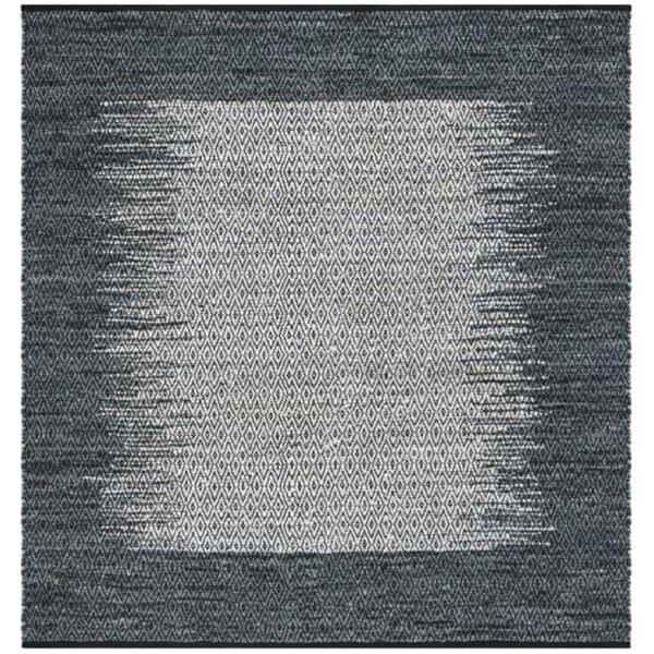 Flowers First 6 x 6 ft. Square Vintage Leather Hand Woven Area Rug, Light Grey & Charcoal - FL1860226