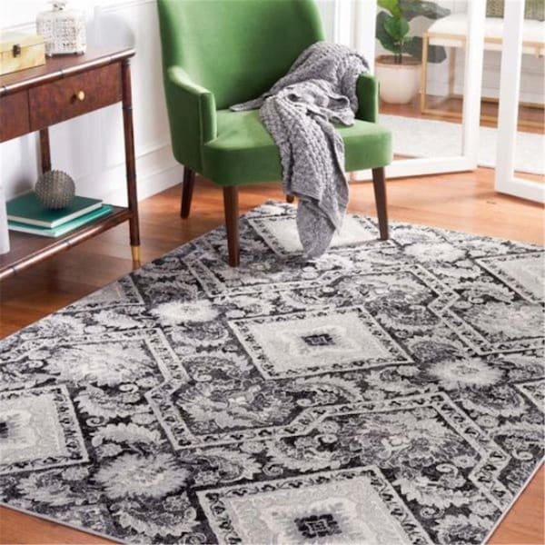 Safavieh 4 x 6 ft. Brentwood Transitional Power Loomed Rectangle Rug Black & Ivory - BNT827Z-4