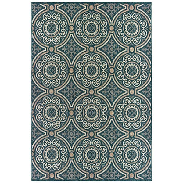 Oriental Weavers 6 ft. 7 in. x 9 ft. 2 in. Latitude Rectangular Area Rug Blue - L609B3200280ST