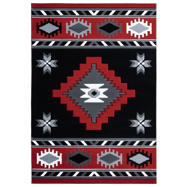 Manmade 5 ft. 3 in. x 7 ft. 6 in. Bristol Caliente Red Rectangle Area Rug - MA2625558