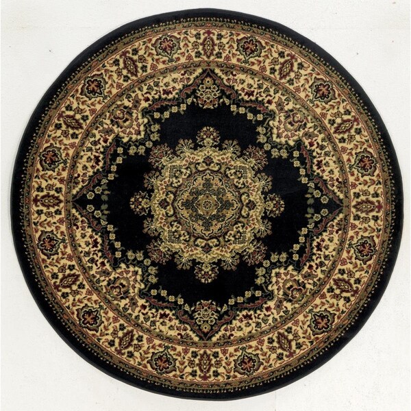 Auric 1191-2255-BLACK 5 ft.3 Round Castello Area Rug - Black - AU1614899