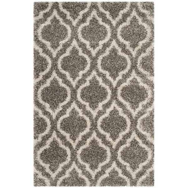 Flowers First 5 ft. 1 in. x 7 ft. 6 in. Hudson Shag Power Loomed Rug, Grey & Ivory - Medium Rectangle - FL2115271