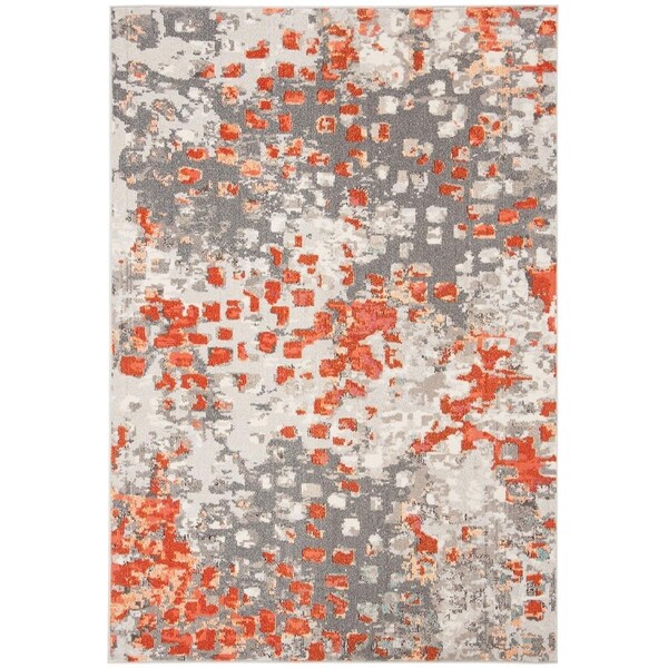 Safavieh Madison 400 Power Loomed Small Rectangle Area RugGrey & Orange 3 x 5 ft. - MAD425H-3