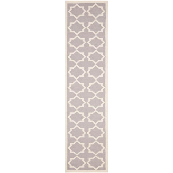 Safavieh 2 ft.-6 in. x 8 ft. Dhurries Hand Woven Flat Weave Runner Rug, Grey and Ivory - DHU556G-28
