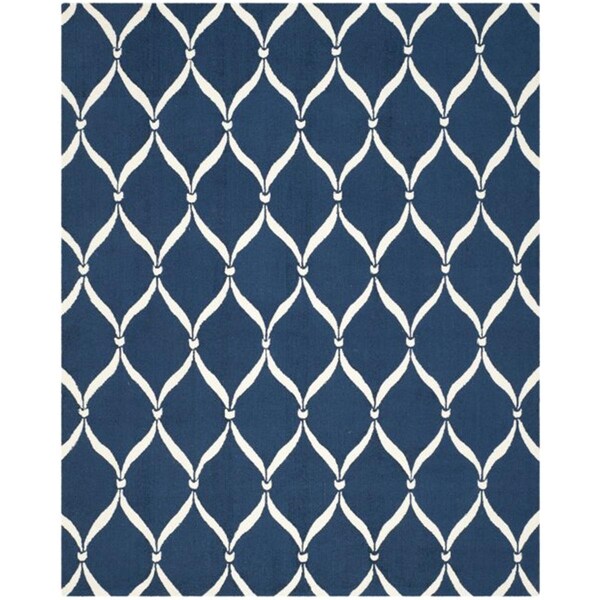 Safavieh Four Seasons Hand Hooked Rectangle Rug- Navy - Ivory- 3 ft. 6 in. x 5 ft. 6 in. - FRS242H-4