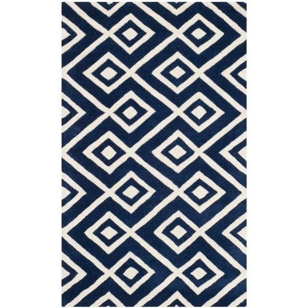 Safavieh 7 x 7 ft. Chatham Hand Tufted Round Area RugDark Blue & Ivory - CHT742C-7R