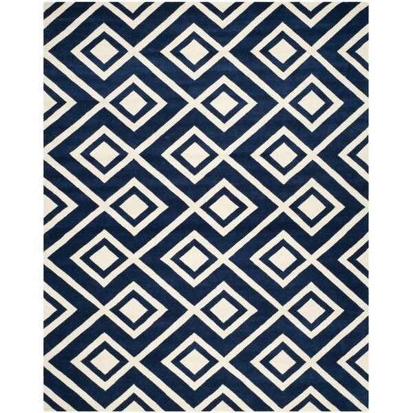 Safavieh 7 x 7 ft. Chatham Hand Tufted Round Area RugDark Blue & Ivory - CHT742C-7R