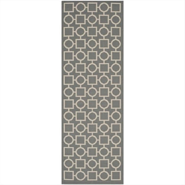 Safavieh 2 Ft. -3 In. X 6 Ft. -7 In. Runner Indoor-Outdoor Courtyard- Anthracite And Beige- Machine Made Rug - CY6925-246-27