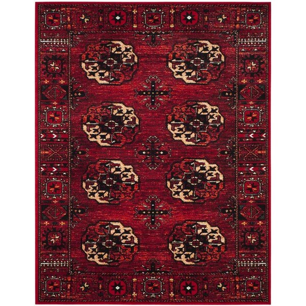 Flowers First 8 x 10 ft. Vintage Hamadan Power Loomed Area Rug, Red & Multi Color - Large Rectangle - FL1860199