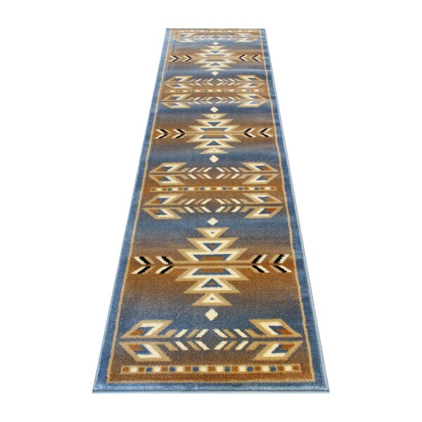 Flash Furniture Blue 2 x 7 Southwestern Style Patterned Area Rug - OKR-RG1113-27-BL-GG
