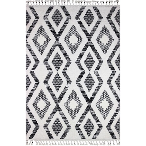 Bashian 7 ft. 6 in. x 9 ft. 6 in. Navajo Collection Polyester & Polypropylene Power Loom Area Rug Ivy/Blk - N114-IVBK-76X96-NAV107