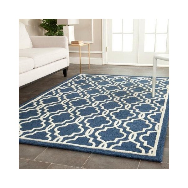 Safavieh Cambridge Hand Tufted Runner Rug- Navy - Ivory- 2 ft. 6 in. x 6 ft. - CAM131G-26