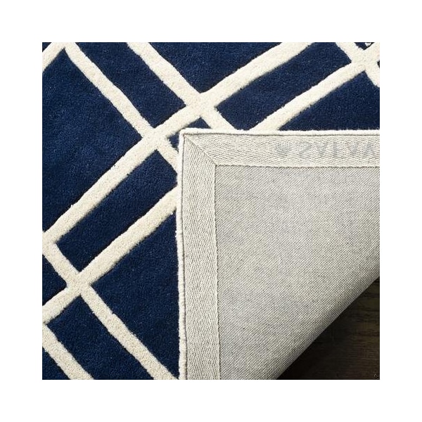 Safavieh 2 Ft. x 3 Ft. Rectangle- Contemporary Chatham Dark Blue And Ivory Hand Tufted Rug - CHT740C-2
