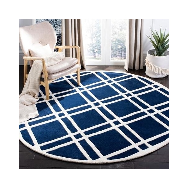 Safavieh 2 Ft. x 3 Ft. Rectangle- Contemporary Chatham Dark Blue And Ivory Hand Tufted Rug - CHT740C-2