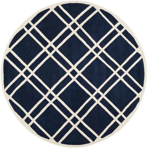 Safavieh 2 Ft. x 3 Ft. Rectangle- Contemporary Chatham Dark Blue And Ivory Hand Tufted Rug - CHT740C-2