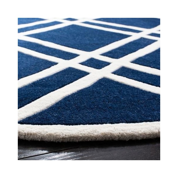 Safavieh 2 Ft. x 3 Ft. Rectangle- Contemporary Chatham Dark Blue And Ivory Hand Tufted Rug - CHT740C-2