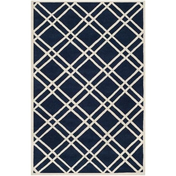 Safavieh 2 Ft. x 3 Ft. Rectangle- Contemporary Chatham Dark Blue And Ivory Hand Tufted Rug - CHT740C-2