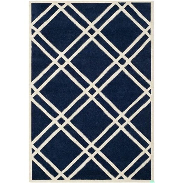 Safavieh 2 Ft. x 3 Ft. Rectangle- Contemporary Chatham Dark Blue And Ivory Hand Tufted Rug - CHT740C-2