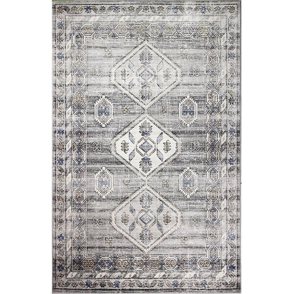 Bashian 3 ft. 6 in. x 5 ft. 6 in. Sierra Collection Transitional Polpropylene Power Loom Area Rug, Ash - S231-ASH-4X6-SE1002