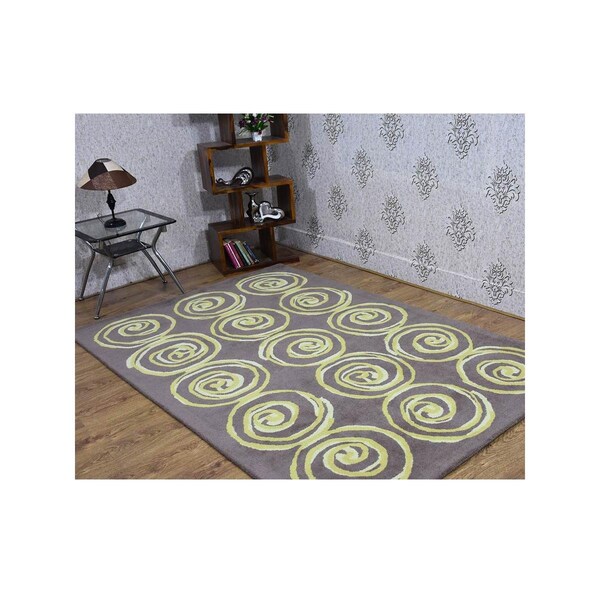 Jensendistributionservices 5 ft. x 7 ft. 6 in. Hand Tufted Wool Contemporary Rectangle Area Rug, Brown & Light Gold - MI1559039