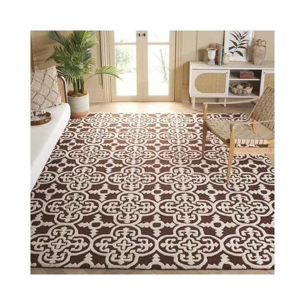 Safavieh Cambridge Hand Tufted Rectangle RugDark Brown & Ivory 4 x 6 ft. - CAM133H-4