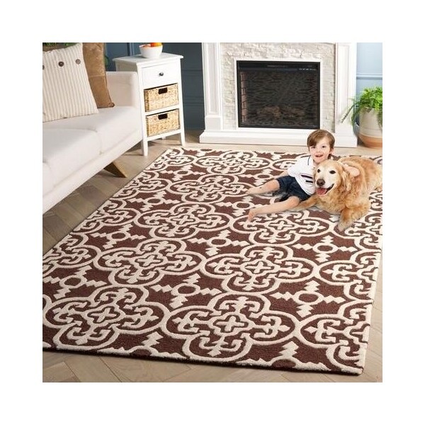 Safavieh Cambridge Hand Tufted Rectangle RugDark Brown & Ivory 4 x 6 ft. - CAM133H-4
