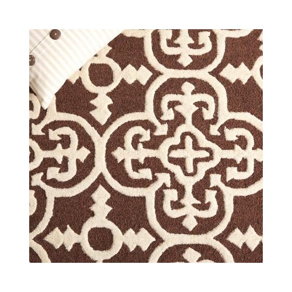 Safavieh Cambridge Hand Tufted Rectangle RugDark Brown & Ivory 4 x 6 ft. - CAM133H-4
