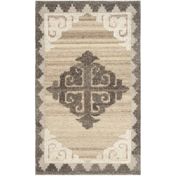 Safavieh Kenya Hand Knotted Small Rectangle Rug- Brown - Charcoal- 3 x 5 ft. - KNY312A-3