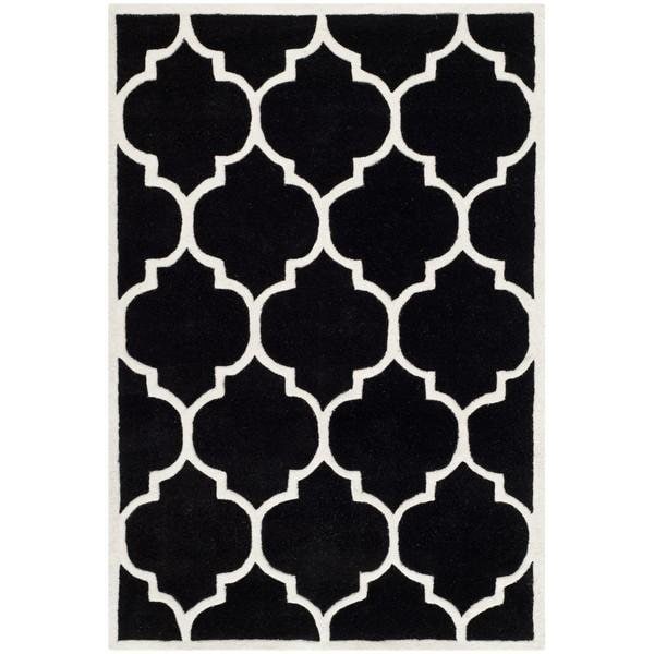 Safavieh Chatham Hand Tufted Rectangle Rug- Black - Ivory- 2 ft. 3 in. x 5 ft. - CHT733K-25