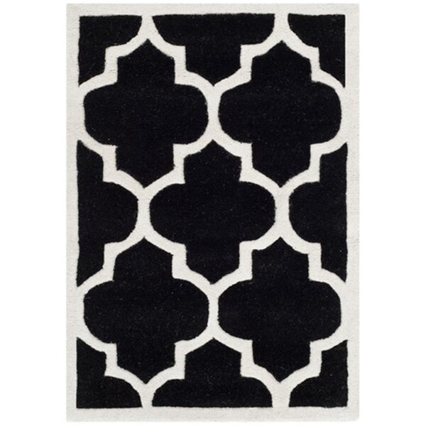 Safavieh Chatham Hand Tufted Rectangle Rug- Black - Ivory- 2 ft. 3 in. x 5 ft. - CHT733K-25