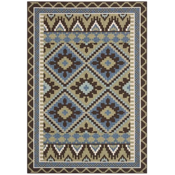 Safavieh Veranda Power Loomed Runner Rug- Green - Chocolate- 2 ft. 3 in. x 8 ft. - VER096-0642-28