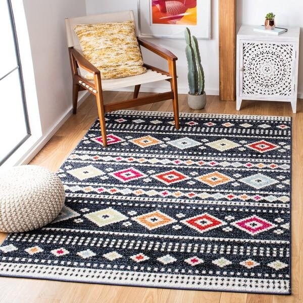 Safavieh Rectangular Adirondack Contemporary Area RugBlack & Ivory 9 x 12 ft. - ADR277Z-9
