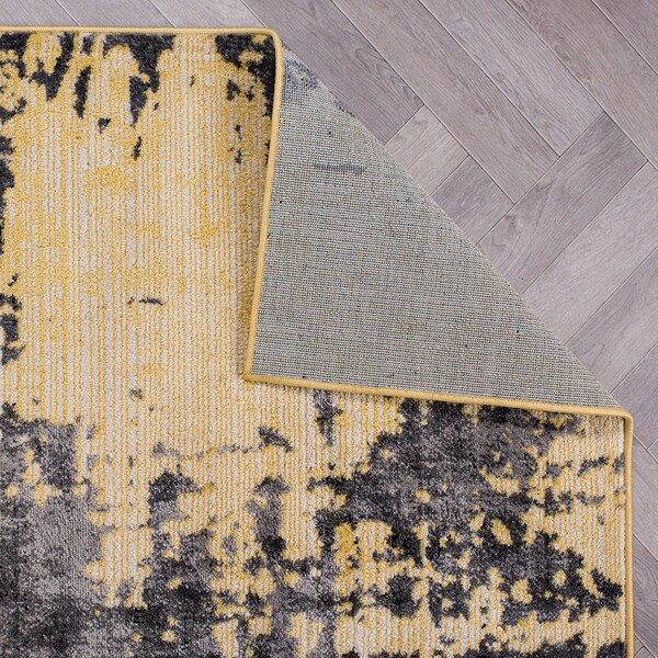 World Rug Gallery Abstract Design Distressed Non Shedding Soft Area Rug 2' x 7' Yellow - 392YELLOW2X7