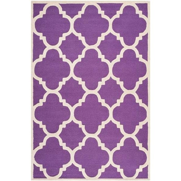 Safavieh Cambridge Hand Tufted Runner Rug- Purple - Ivory- 2 ft. 6 in. x 12 ft. - CAM140K-212