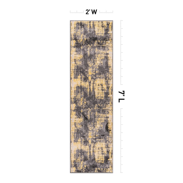 World Rug Gallery Contemporary Abstract Design Non Shedding Soft Area Rug 2' x 7' Yellow - 401YELLOW2X7