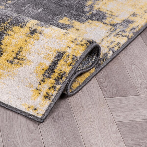 World Rug Gallery Contemporary Abstract Design Non Shedding Soft Area Rug 2' x 7' Yellow - 401YELLOW2X7