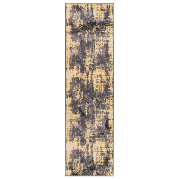World Rug Gallery Contemporary Abstract Design Non Shedding Soft Area Rug 2' x 7' Yellow - 401YELLOW2X7