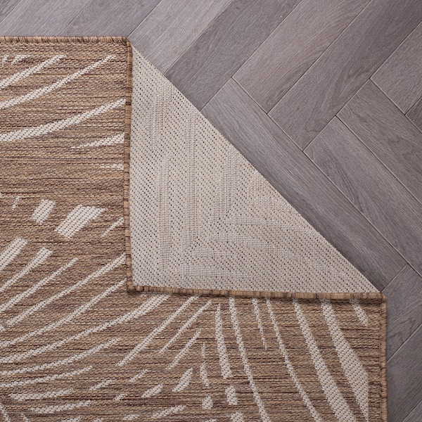 World Rug Gallery Contemporary Palm Leaf Textured Flat Weave Indoor/Outdoor Area Rug 2' x 7' Brown - 118BROWN2X7
