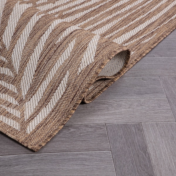 World Rug Gallery Contemporary Palm Leaf Textured Flat Weave Indoor/Outdoor Area Rug 2' x 7' Brown - 118BROWN2X7