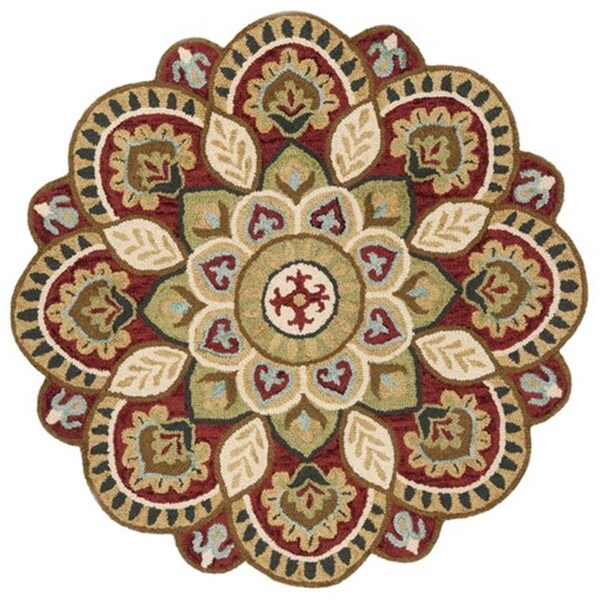 Safavieh 4 x 4 ft. Novelty Round Hand-Tufted Rug Red & Taupe - NOV604Q-4R