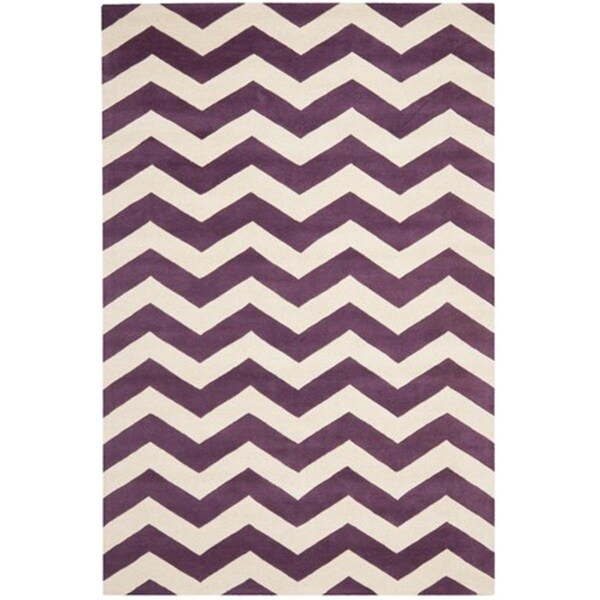 Safavieh Chatham Hand Tufted Small Rectangle Rug- Purple - Ivory- 4 x 6 ft. - CHT715F-4
