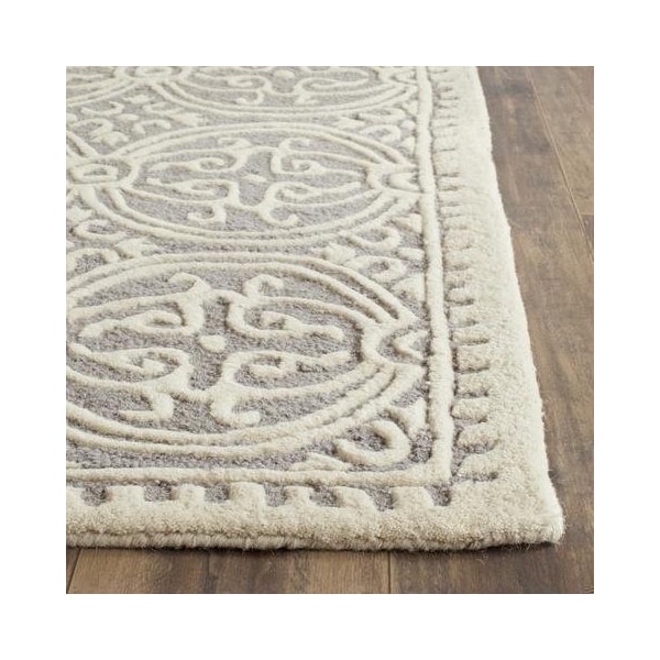 Safavieh Cambridge Hand Tufted Rectangle Rug- Silver - Ivory- 2 ft. 6 in. x 20 ft. - CAM123D-220
