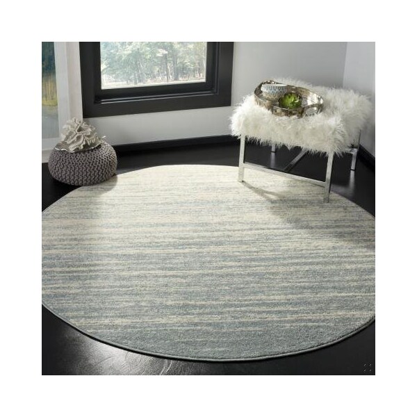 Safavieh 6 x 6 ft. Adirondack Power Loomed Round Area RugSlate & Cream - ADR113T-6R