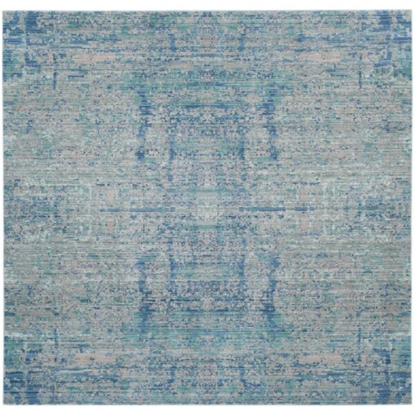 Flowers First 6 ft. 7 in. x 6 ft. 7 in. Square Mystique Power Loomed Area Rug, Light Blue & Multi Color - FL2149514